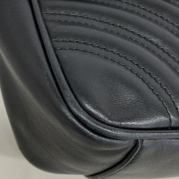 GUCCI Black Leather GG Marmont Shoulder Bag - Picture 7 of 16